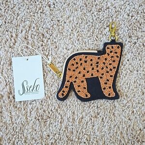 Sseko Designs Beaded Cheetah Pouch Clip